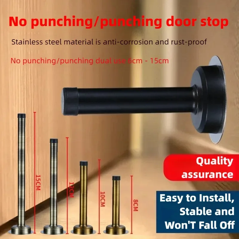 

Extra Long Stainless Steel Door Stop Rubber Tipped Floor Mounted Wall Protector Home Wall Guard Bumper for Sliding Doors