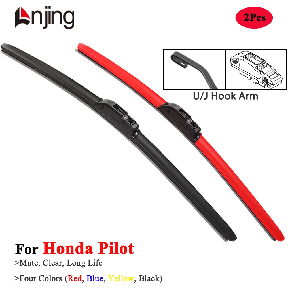 

LNJING Colorful Wiper Blade For Honda Pilot YF YG 2002 2007 2011 2013 2016 2020 2023 2024 2025 Car Accessories Red Hybrid Wipers