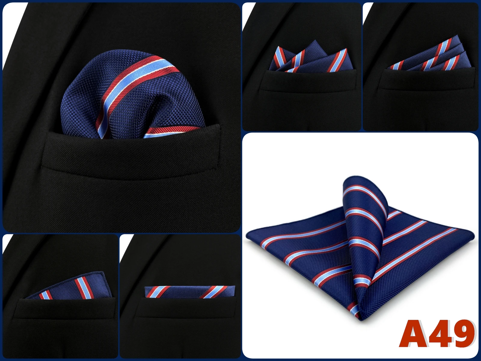 Luxury Mens Pocket Square Handkerchief Multiple Designs Classic Suit Hanky Large Striped Gentlemen Wedding Party Gift for Men