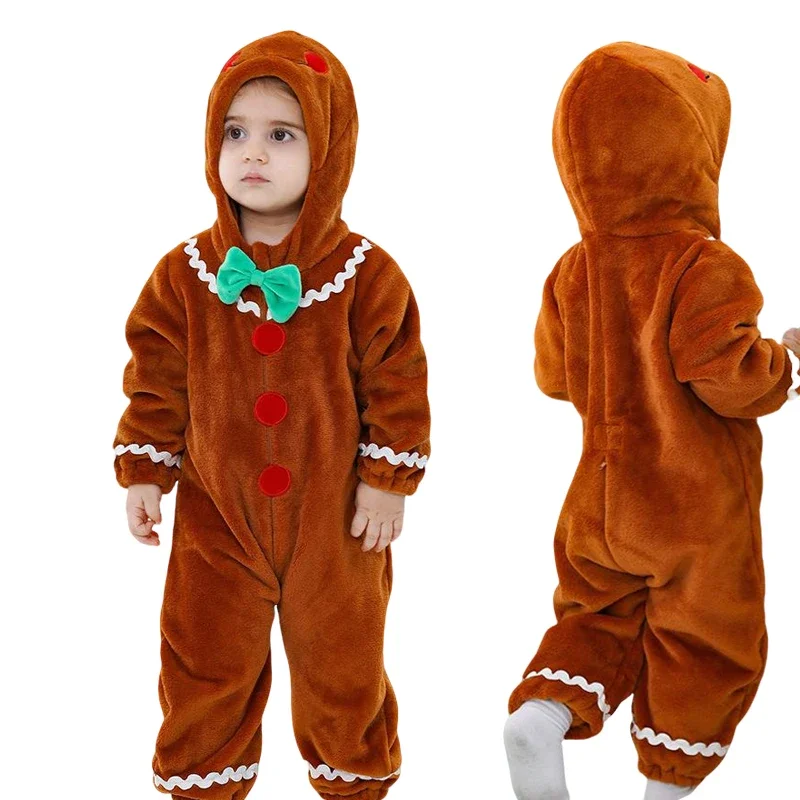 Christmas Cosplay Baby Boy Girl Clothes Bodysuit Cute Cartoon Gingerbread Costume Romper Infant Birthday Party Onesie
