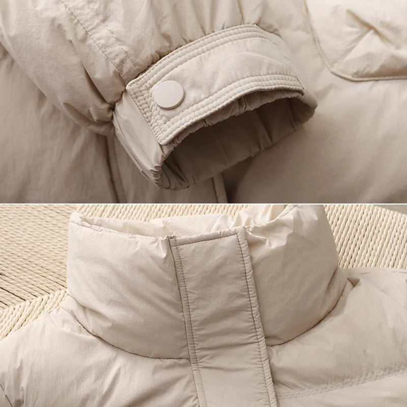 Prendas de vestir de otoño e invierno, abrigo grueso de plumón de pato blanco, Chaqueta larga de plumón para mujer, abrigo cálido informal con cuello levantado de talla grande 2026