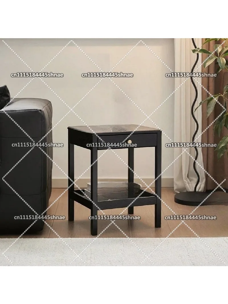 Small Home Solid Wood Sofa Side Table Furniture Simple Bedroom Bedside Table Living Room Double Black Corner Table