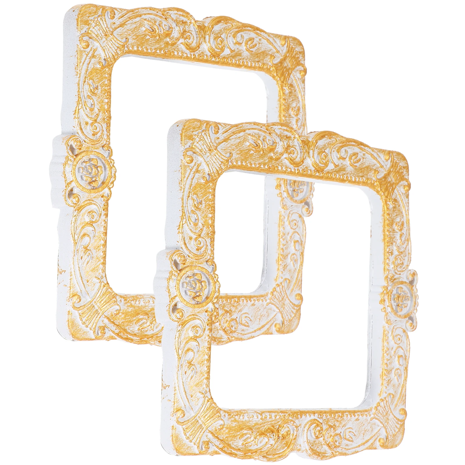 

2 Pcs Display Retro Picture Frame Ornaments Vintage Frames Looking Resin