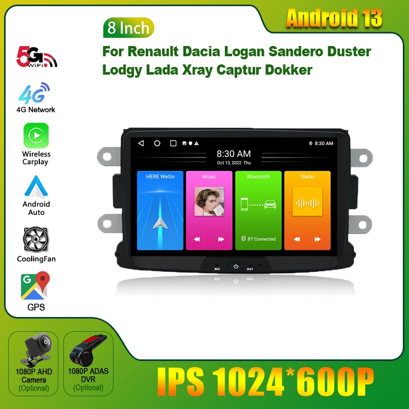 Android 13 Per Renault Dacia LOGAN Sandero Duster Lodgy Lada Xray Wireless Carplay 4G Multimedia Autoradio 2 Din Schermo WIFI GPS