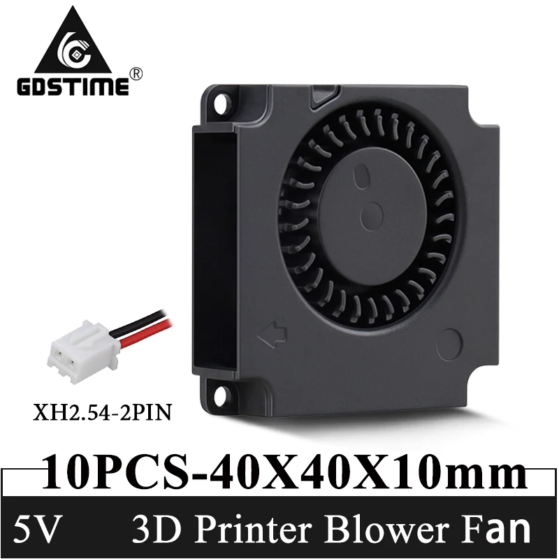 

10 PCS Gdstime 40mmx10mm 4010 Cooling Turbo Fan 5V Hydraulic Brushless 3D Printer Parts 2Pin DC Blower Cooler Radial Fans