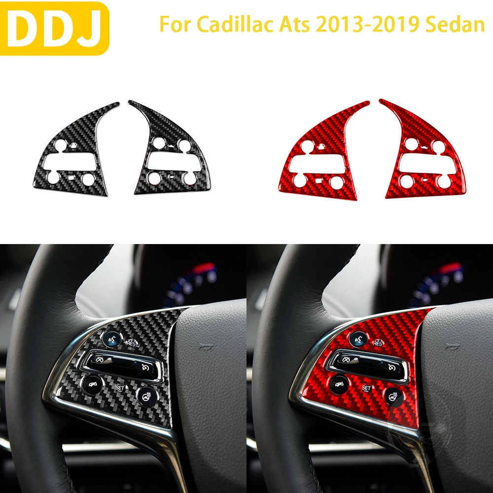 

For Cadillac ATS 2013-2019 Sedan Accessories Car Carbon Fiber Interior Steering Wheel Button Panel Trim Sticker Decoration