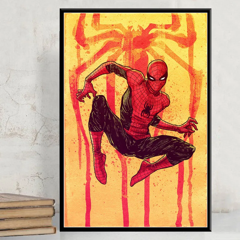 Canvas Painting Disney Classic Marvel Movie Poster Spiderman Superhero Poster and Print Wall Art Picture for Kid Room Home Decor