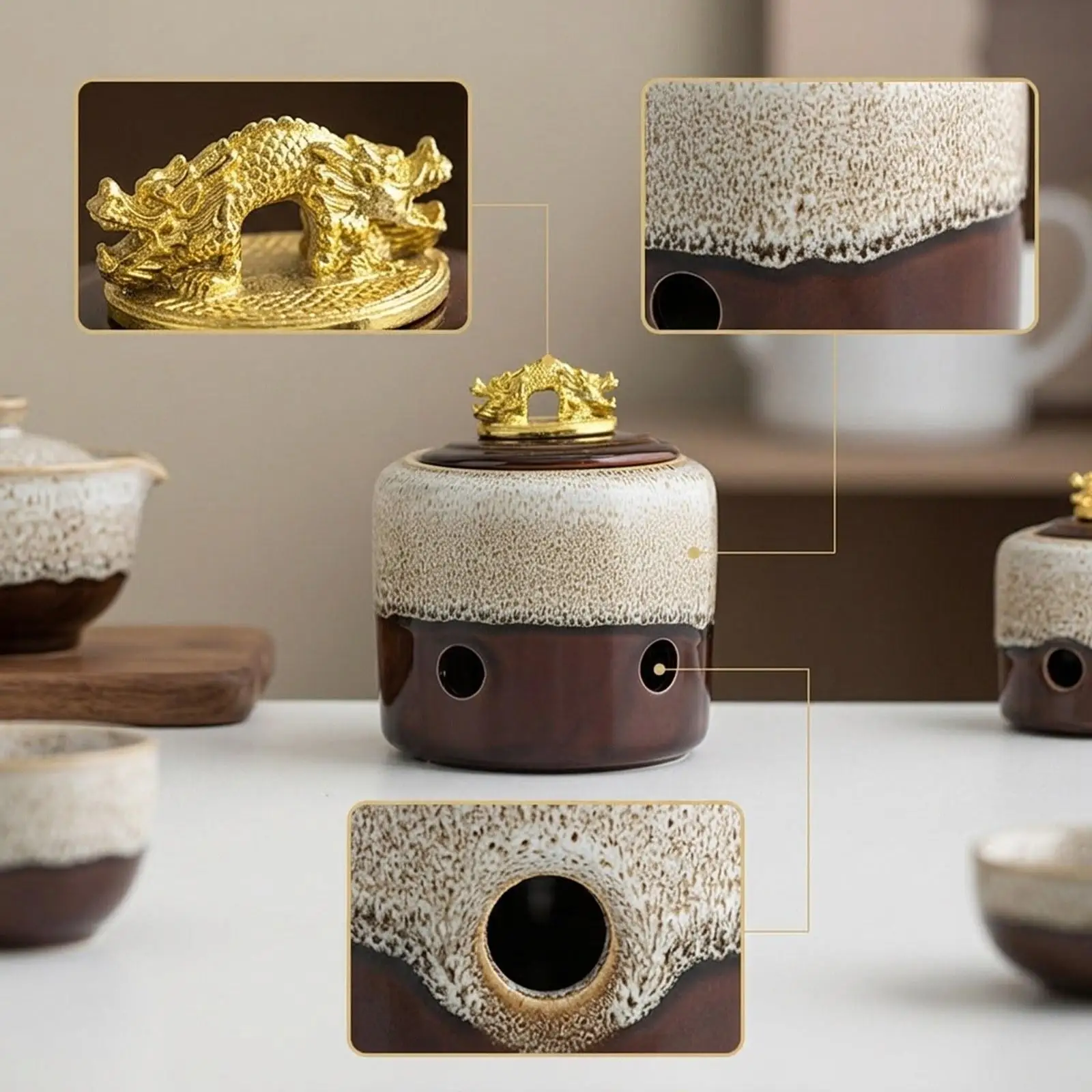Pot de rangement pour ail en céramique avec couvercle sécurisé, support de comptoir pour la cuisine, grande capacité