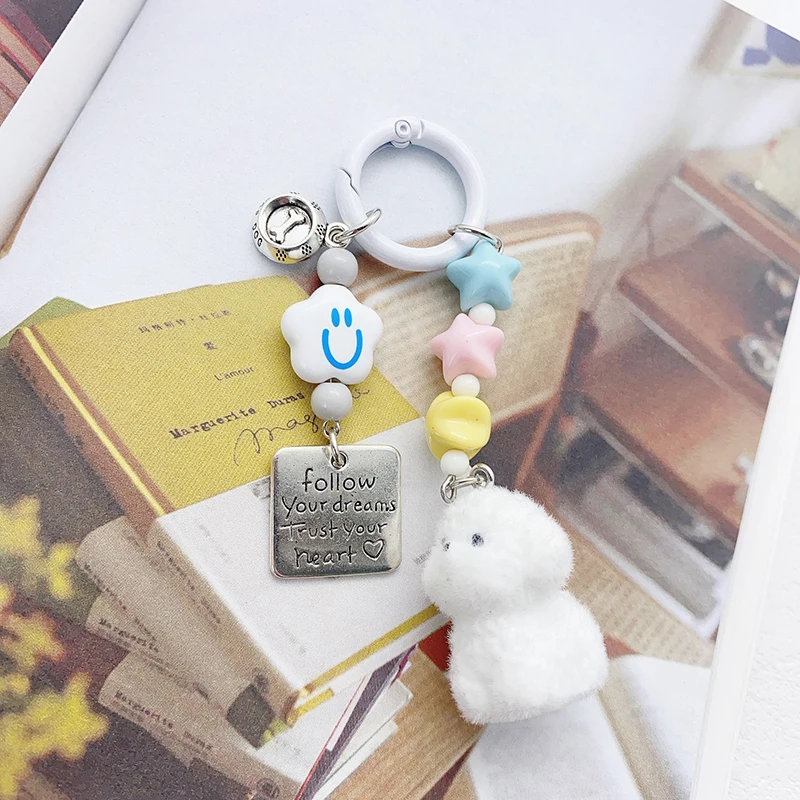 Cartoon Dog Keychain Cute Puppy Animals Keyring Bag Pendant Exquisite Backpack Decoration Accessories Car Key Ring Gifts