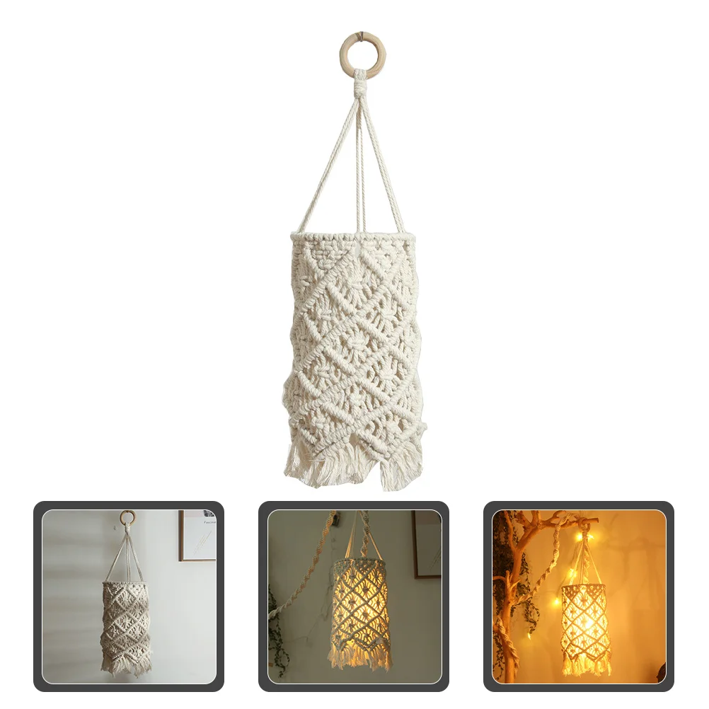 

Macrame Lamp Shade Handmade Cotton Rope Tassel Weaving For Ceiling Light Home Decor Large Hanging Lamp Cover Replacement