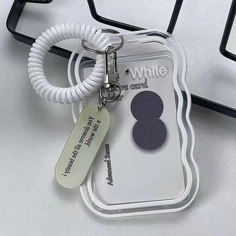 Cardholder Ins Transparent Cardholder Student Bus Campus Meal Card Star Chaser 3-inch Polaroid Spring Pendant Keychain