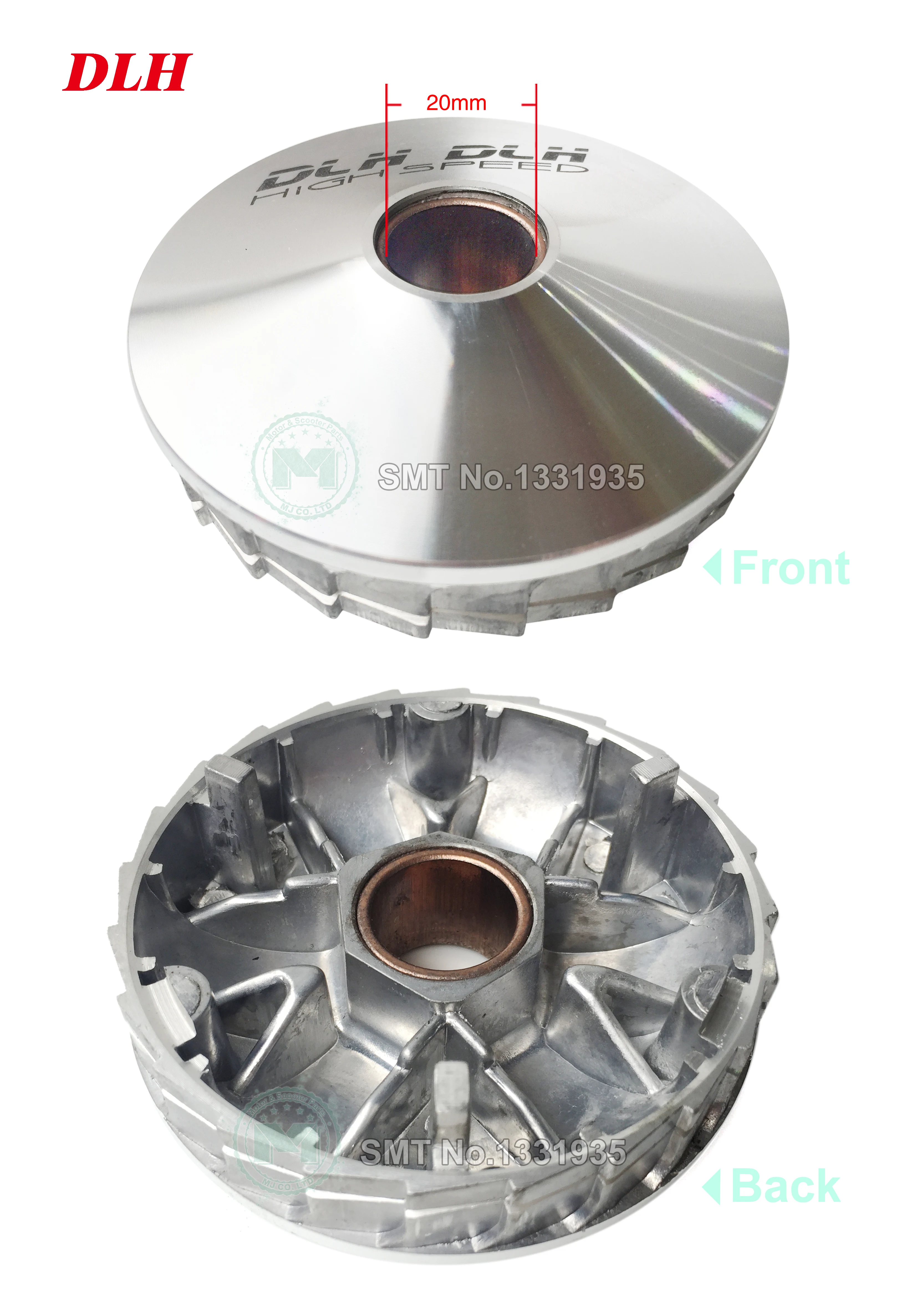 DLH GY6 50cc -14mm Zestaw wariatora Przednie koło pasowe napędu sprzęgła z obciążnikami rolkowymi do Honda139QMB 139QMA GY650 DIO50 AF18 AF28 ZX34 — zdjęcie 4