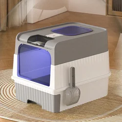 Large Cat Toilet Litter Box Portable Self-Cleaning Cats Plastic Sandbox for Cat with Sterilization Lamp