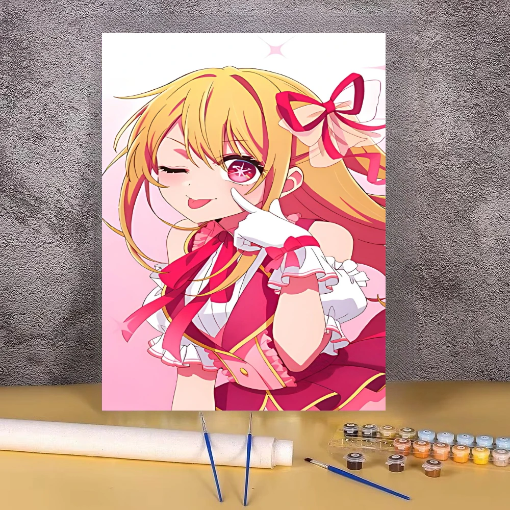 Oil Painting O-Oshi no K-Ko Canvas Painting Hoshino Ruby By Numbers Modern Wall Decor for Living Room Bedroom Gift Unframed