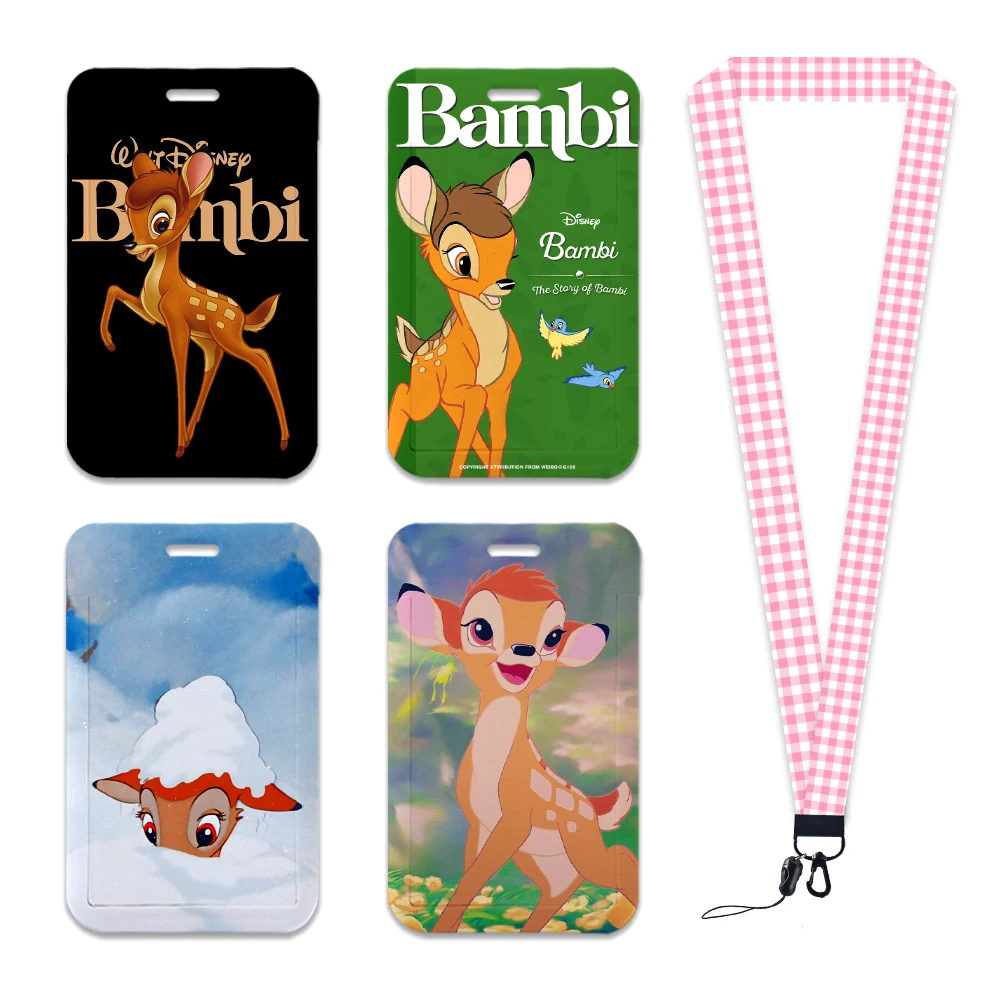 Bambi Disney Card Holder Lanyards Credit Card Case Neck Strap Keychain ID Badge Holders Employee ID Case