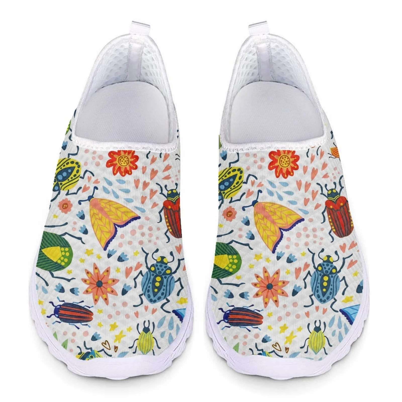 INSTANTARTS Slip On Shoes For Women Beetle Seven-star Ladybug Summer Loafers Boho Floral Printed Comfortable Home Shoes Insect