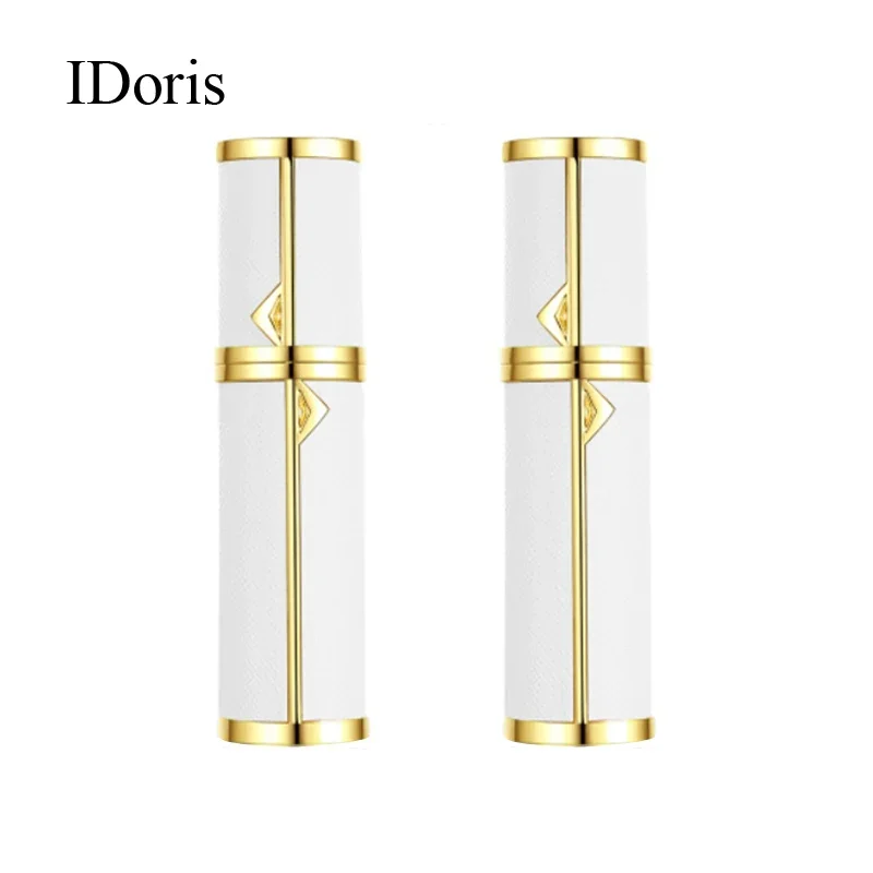 IDoris 2Pieces/Lot 5ml Aluminum Refillable Portable Perfume Bottle With Atomizer&Empty Parfum Cosmetic Case For Travle White