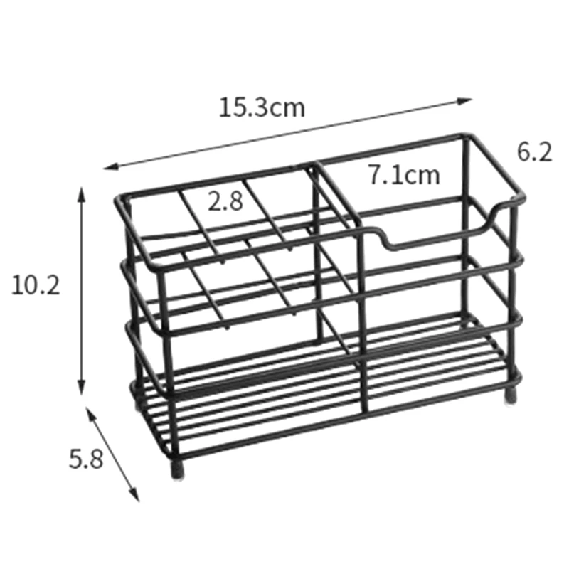 Soporte de pasta de dientes para baño, soporte de cepillo de dientes negro, ranura de baño de acero inoxidable