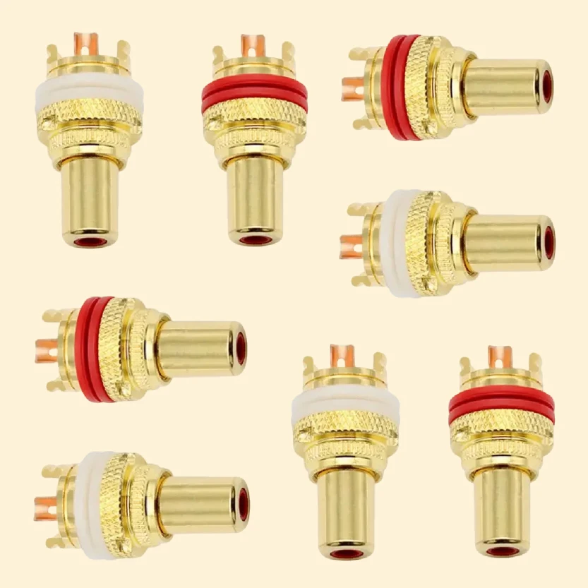 Gold Plated Brass Jack Socket CMC RCA Female Terminal Plug for Audio Video Signal Panel Chassis Mount