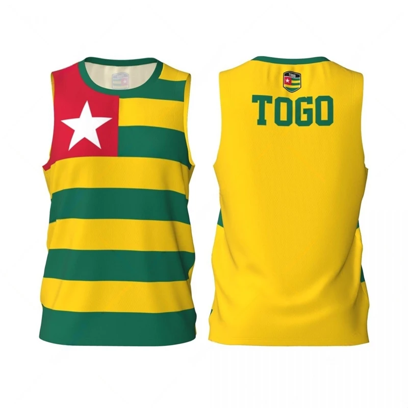 Togo Flag Basketball Tank Top Fashion Summer 3D National Emblem Printed Jersey Vest Loose Breathable Sports Sleeveless Tees