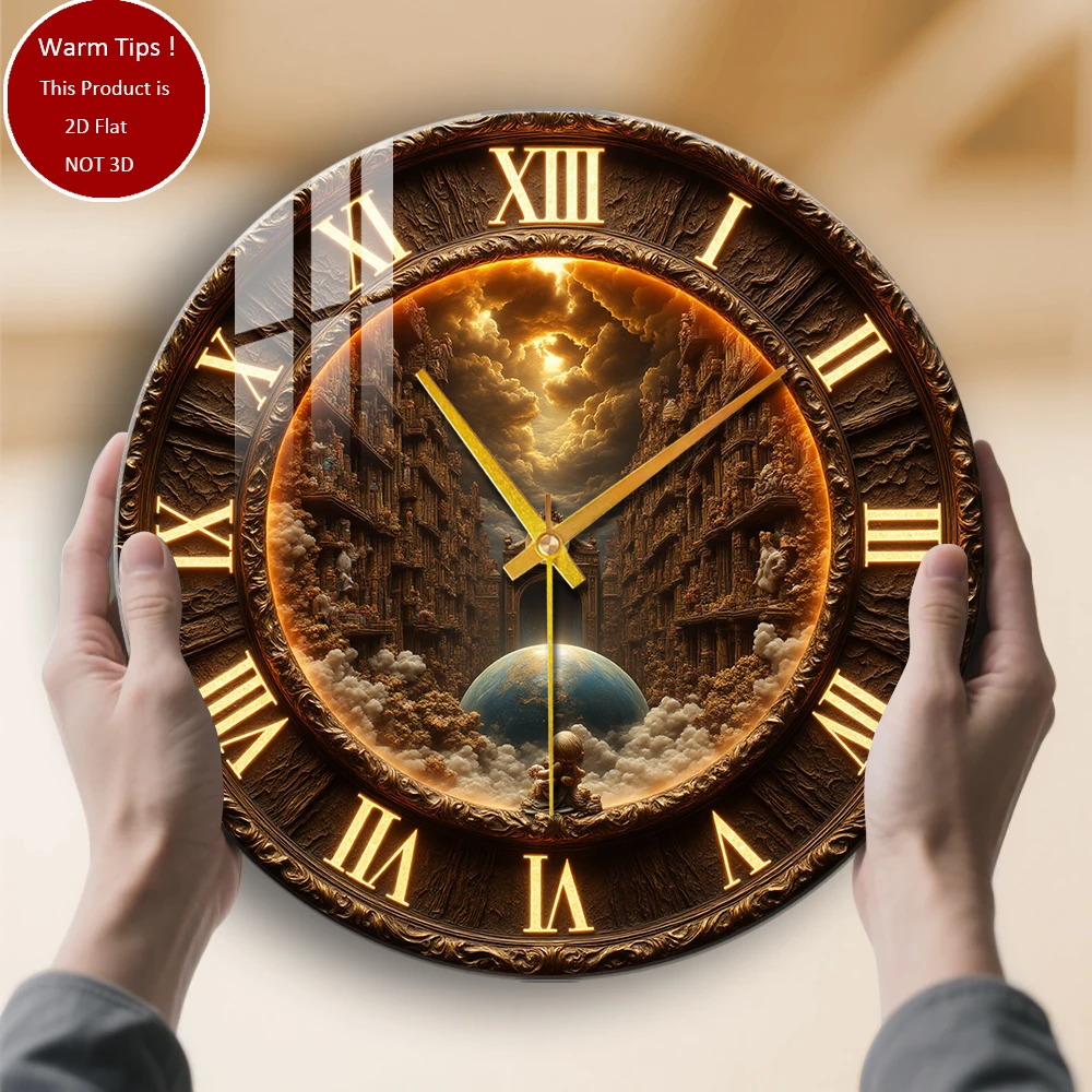 Tempered Glass Wall Clock Ancient Clock Globe Gate Suitable For Wall Decor or Tabletop Display Anywhere