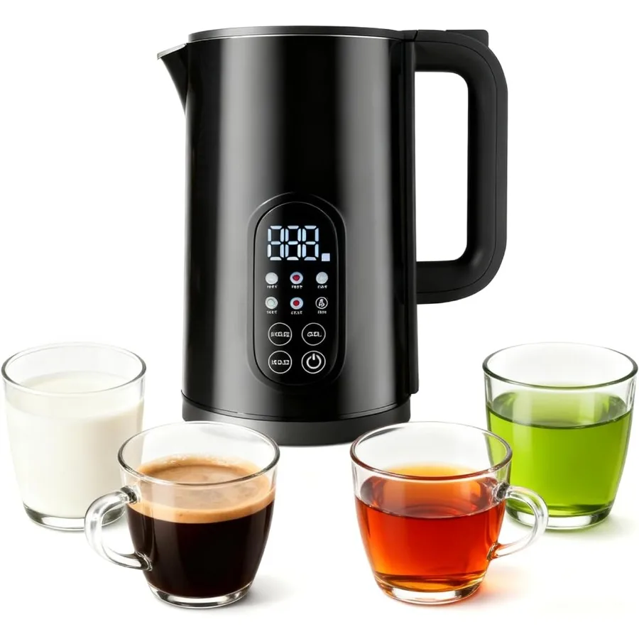 1.7L Electric Kettle with Temperature Control and 5 Presets for Baby Milk Coffee Tea 2H Keep Warm 304 Stainless Steel Cordless