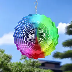 Rainbow Wind Spinner Outdoor Garden Hanging Ornaments Metal Sculpture Kinetic Yard Tunnel Chimes Spinners Home Decoration Gifts