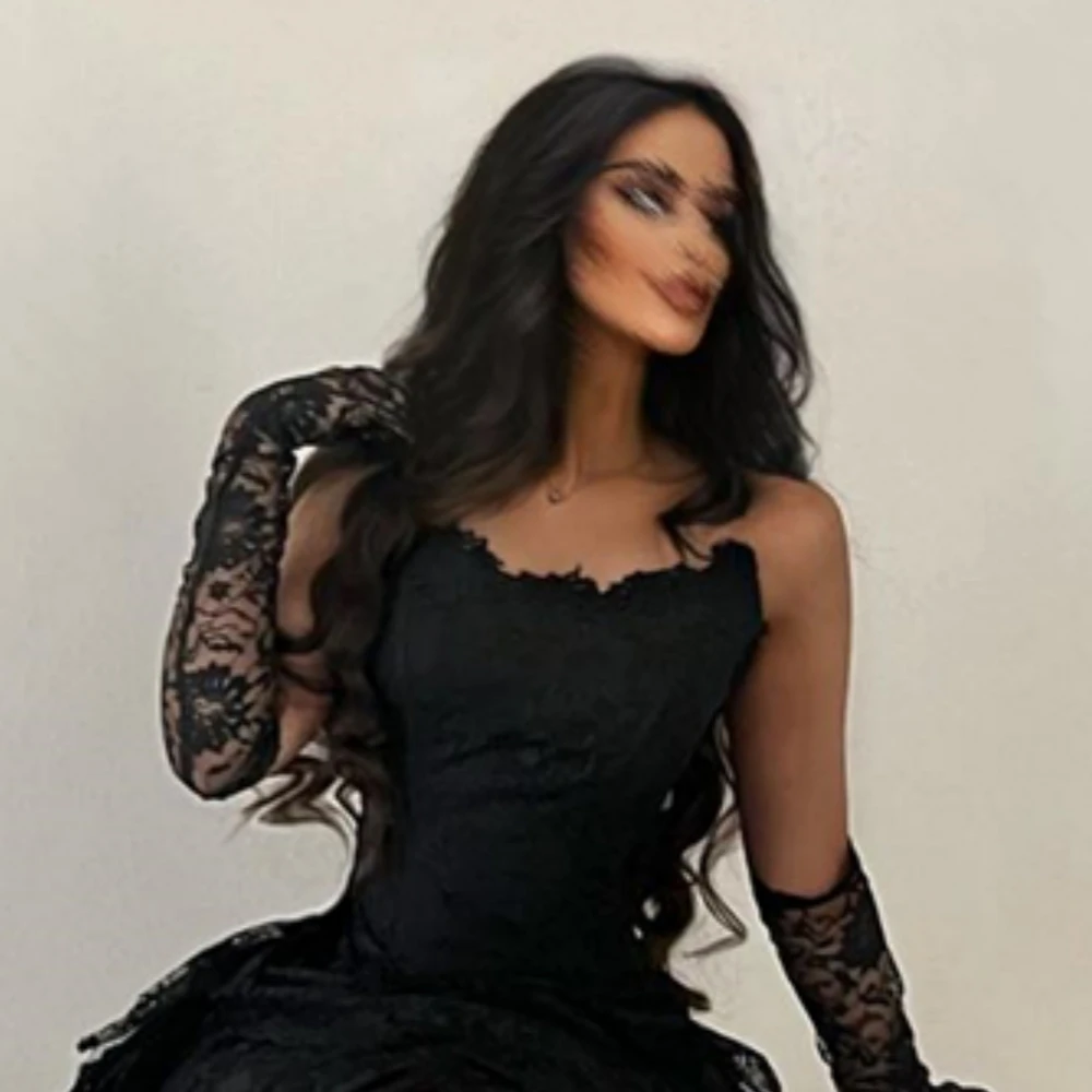 Customized  with Slit Fashion Strapless Straight Party Dress Floor Length Lace Formal Evening Gowns выпускное платье イブニングドレス