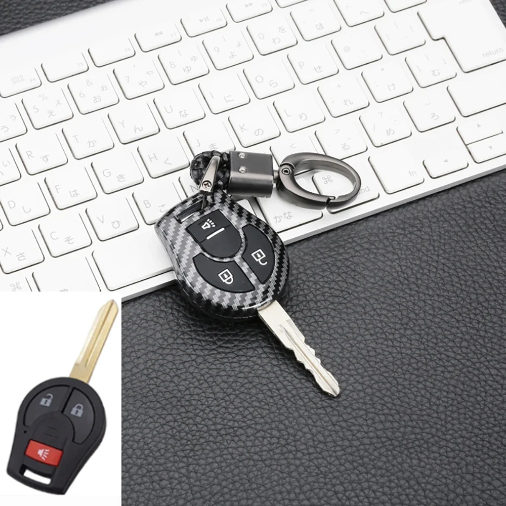 4 Buttons Carbon ABS Car Key Case Cover Fob for Nissan Altima Maxima Sentra Versa Key Cases Keyboard Cover Auto Accessories