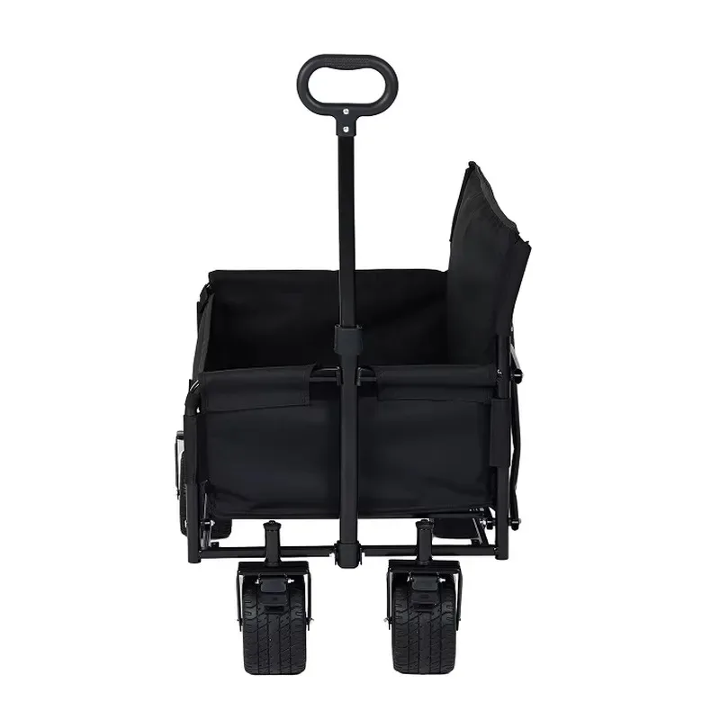 3 in 1 Convertible Folding Trolley with Bench and Storage Heavy Duty Multi Purpose Cart for Camping Beach Sports Garden