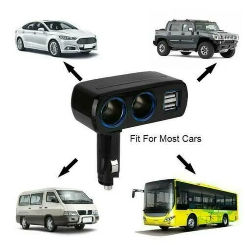 Cargador de coche para encendedor de cigarrillos, adaptador de corriente doble, enchufe divisor, adaptador USB Dual para teléfono inteligente,