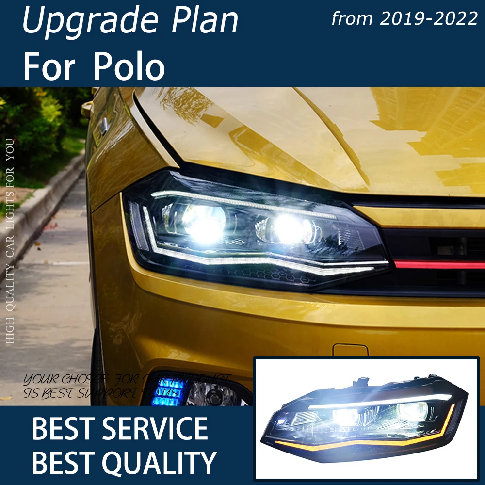 

Car Lights For Polo 2019-2022 LED Auto Headlight Assembly Upgrade Bifocal Lens Dynamic Signal Lamp LHD RHD Tool Accessories