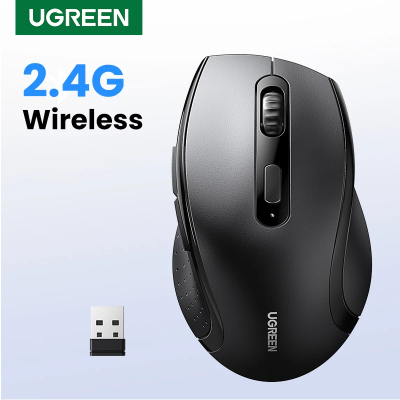 【NOWOŚĆ】 Bezprzewodowa mysz UGREEN do komputera Cicha mysz 1600 DPI z odbiornikiem USB 2,4 GHz do komputera MacBook Tablet Laptop