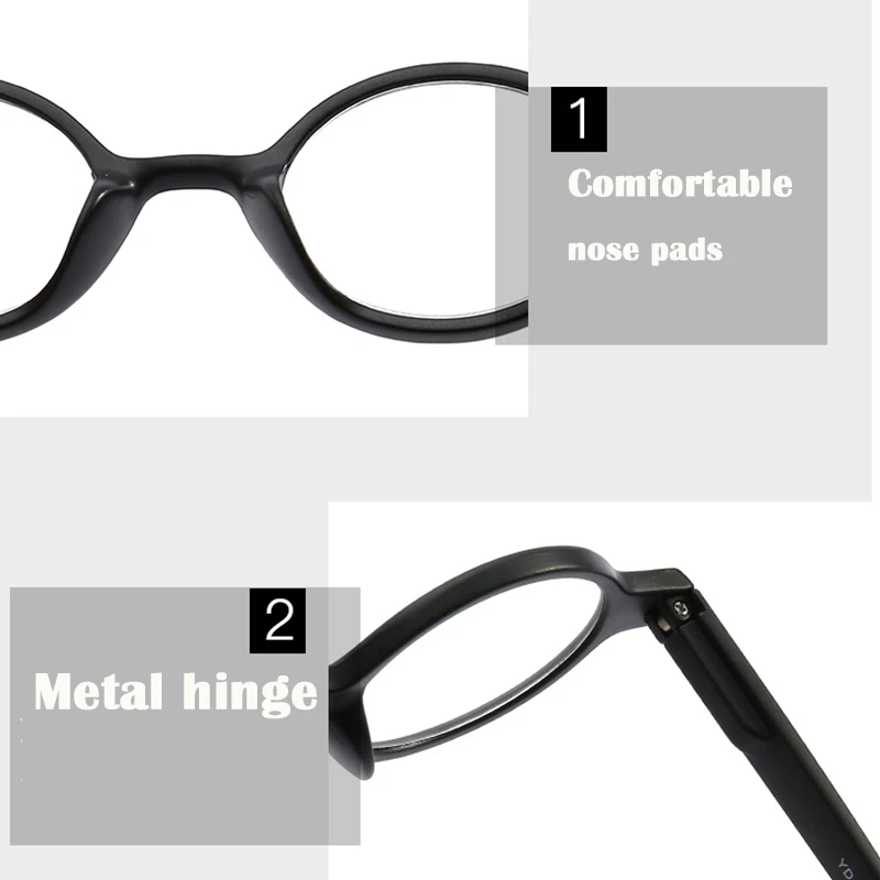 Blauer Rahmen Retro Smart Lesebrille Blaulichtbrille Vintage Runde Brille Damen +1,5+2+2,5+3 – Detail 5