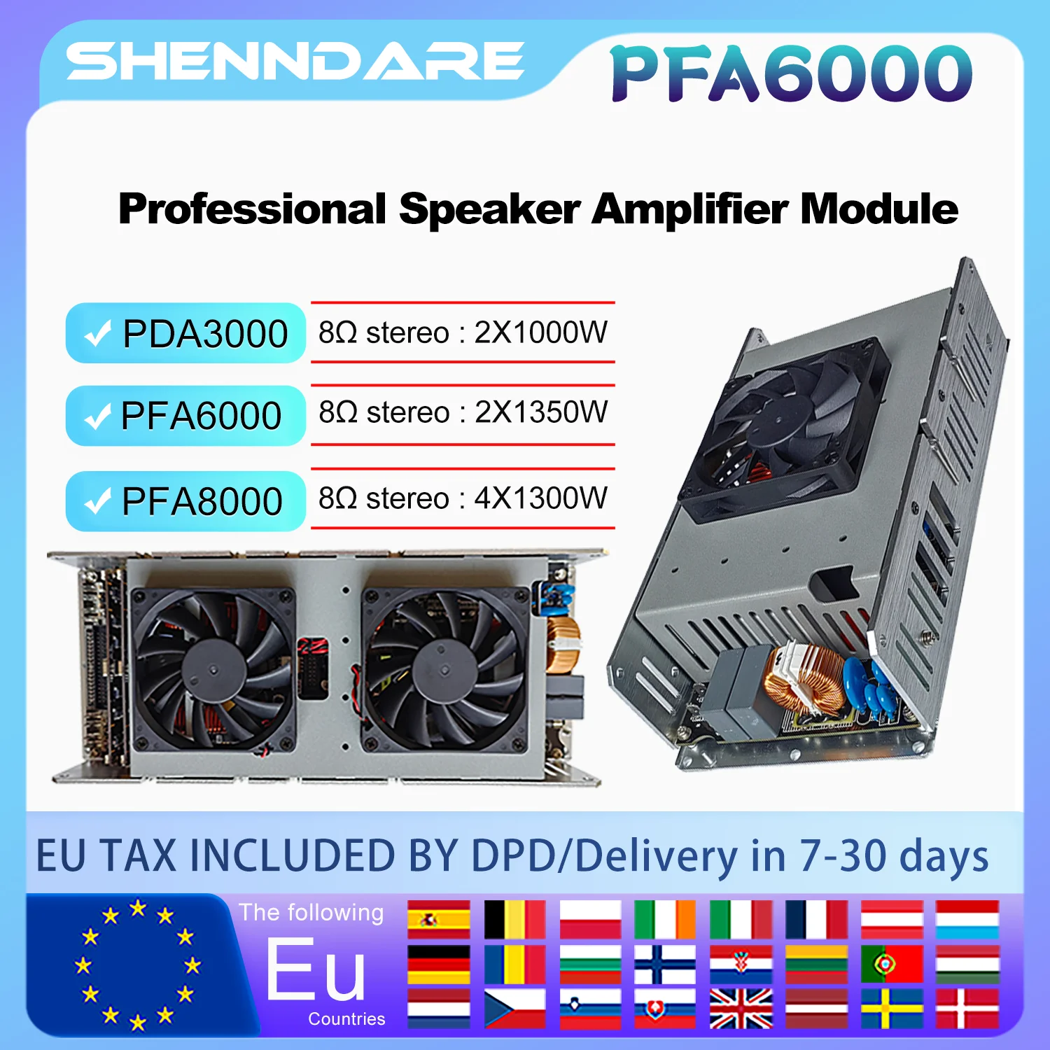 ShennDare PFA6000 Subwoofer Amplifier Board 2x1350W 8OHM 2 Channel Speaker Amplifier Module 2x1800W 4OHM Preamplifier Board