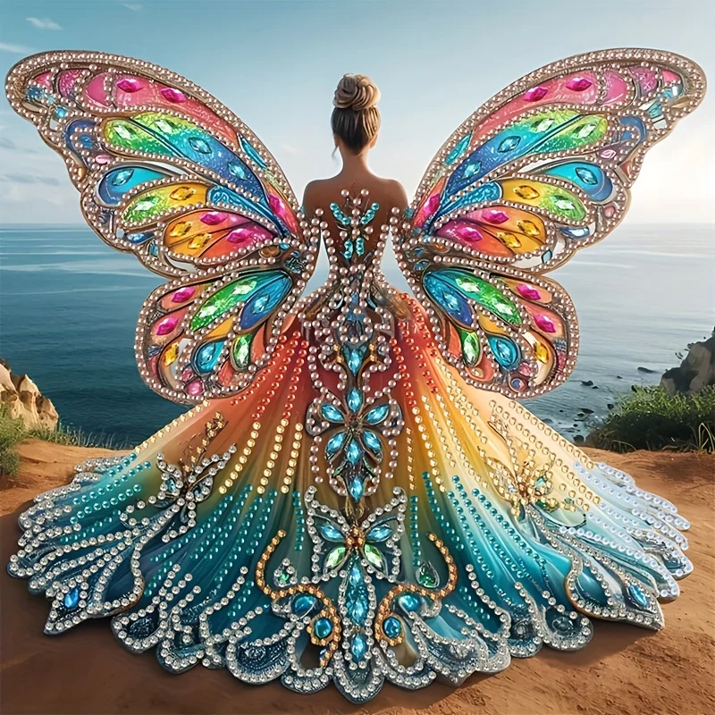 Colorful Angel Wings Series Special Shapes with Crystal Diamond Partial Embroidery, 5D DIY Irregular Shape Diamond Embroidery Se