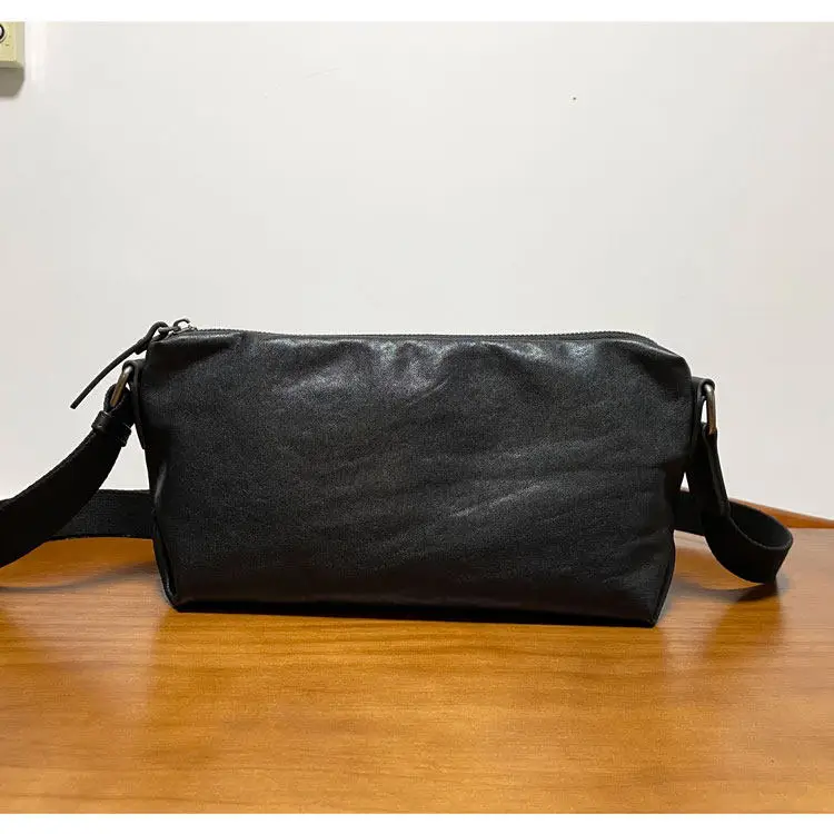 Vegetable tanned first layer cowhide leather men's casual backpack messenger bag