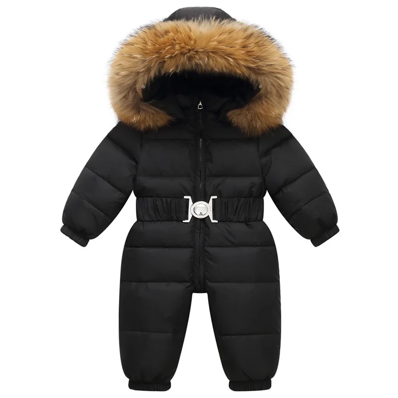 Children Girl Winter Overalls Waterproof Hooded Down Jacket Baby Boy Warm Jumpsuit Toddler Girl Faux Fur Ski Suit Kids Snowsuit