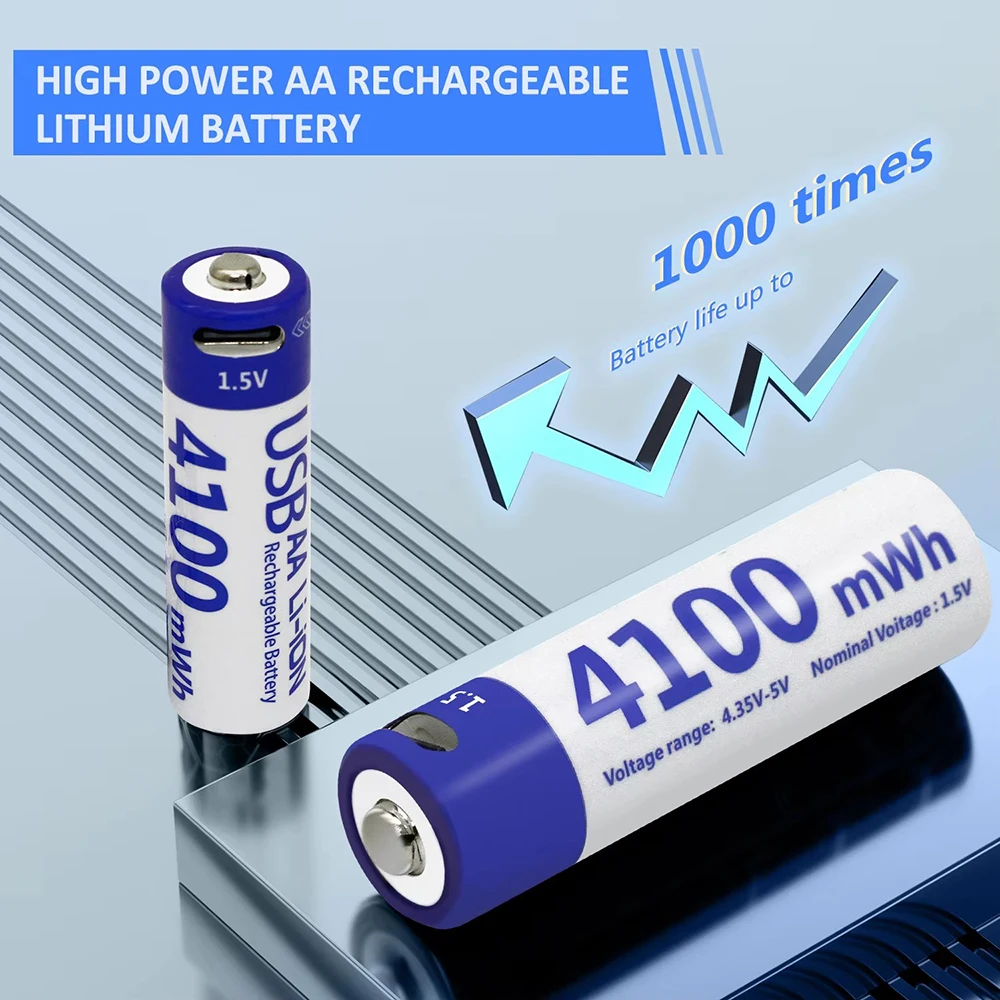 MATOV 1.5V 4100mWh AA 충전식 배터리 USB Type-C 충전식 AA 리튬이온 배터리 원격 제어 스마트 도어 잠금 장치 장난감