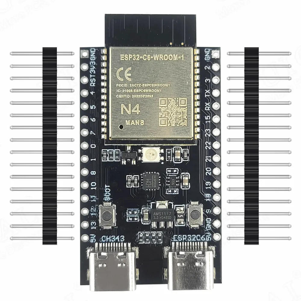 Scheda di sviluppo ESP32 C6 modulo Wifi 6 BT RISC-V 32 Bit ESP32-C6-WROOM-1 CH343P USB Type-C RGB LED N4 N8 N16 ESP32-C6