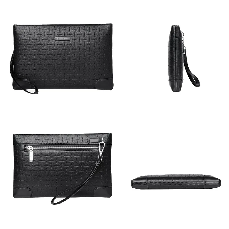 Men's Large Capacity Business Handbag PU Leather Wallet Envelope Clutch Fashionable Card Holder in Black Or Brown