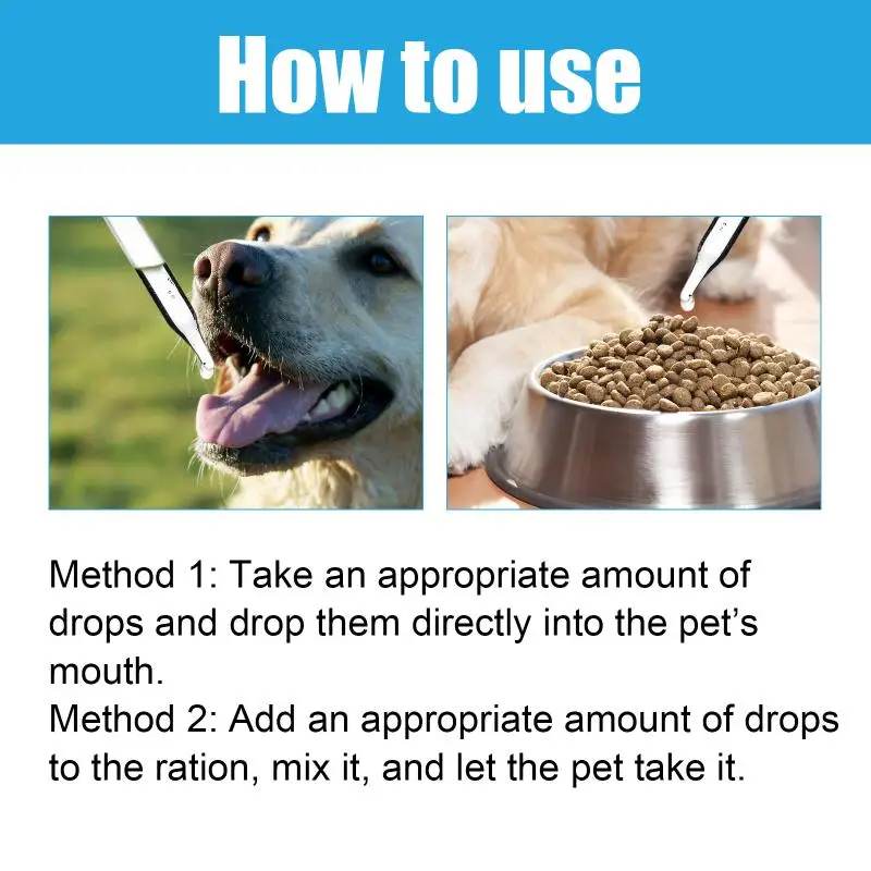 Dog Cat Pet Cough Herbal Relief Drops Natural Cold Runny Nose Soothing Discomfort Supplement for Sensitive Pets