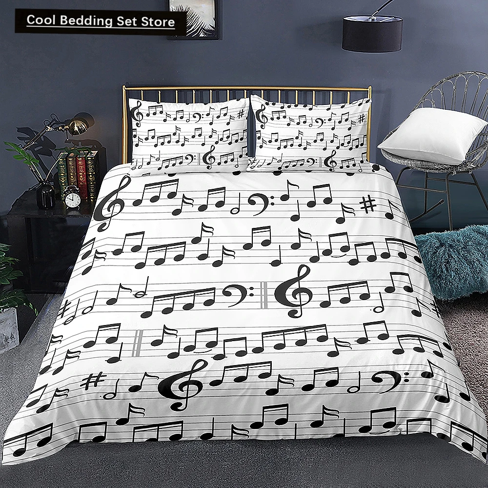 

Music Notes Bedding Set for Kids Adult Duvet Cover King Queen Size Print Bed Set Home Textiles Bedclothes 2/3Pcs Duvet Cover Set
