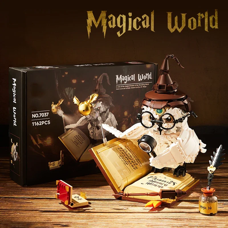 

1162 шт., креативные строительные блоки Hedwig Magic Academy со светодиодной подсветкой, сборные кирпичи, игрушка в подарок для детей и взрослых