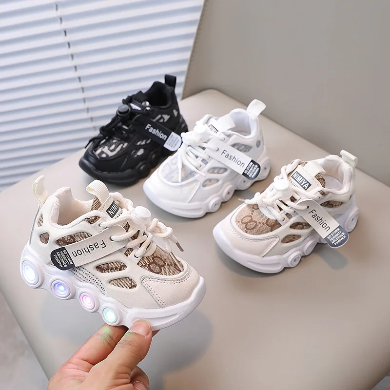 LED Luminous Spring Child Sneakers Fashionable Girl Boy Lighting Shoe Baby Casual Shoe Non Slip Baby Walking Shoes Zapatos Niña