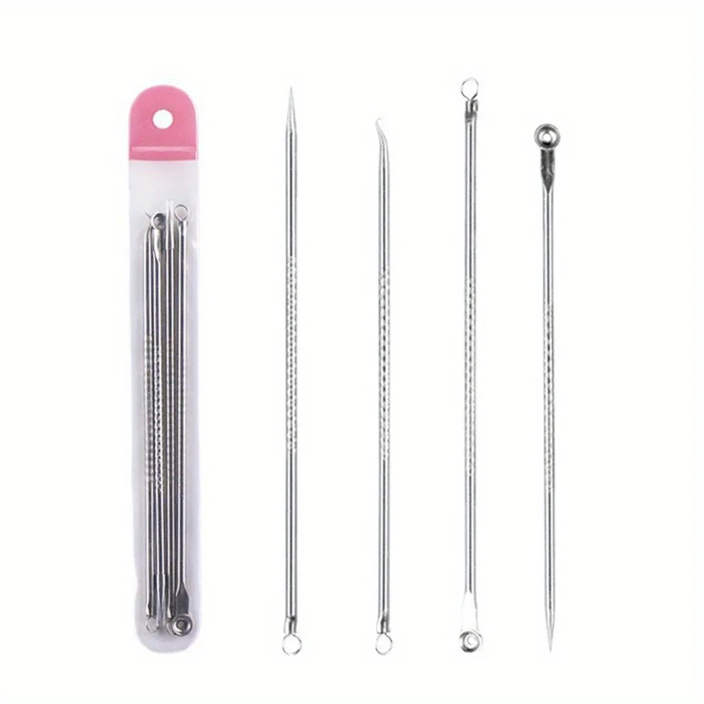 Blackhead Acne Pimple Blemish Extractor Remover Kit Stainless Steel Needles Remove Tools Face Skin Care Pore Cleaner 4pcs/bag