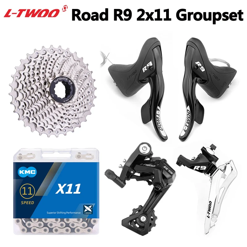 LTWOO R9 2x11 Speed Road Bike Derailleurs 22S FD + RD + X11 Chain + SUNSHINE Cassettes 11V Groupset with for SHIMANO R7000 R5800