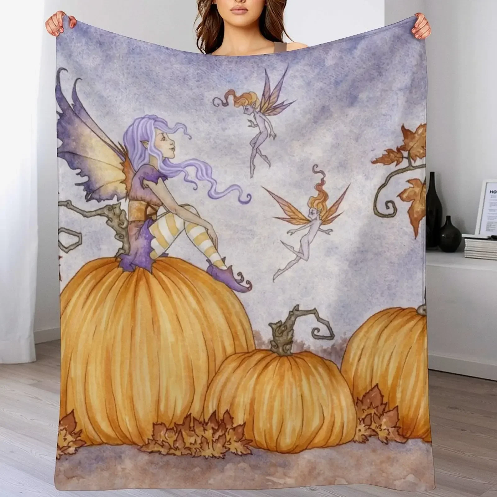 Pumpkin Magick Throw Blanket Blankets For Sofas anime Flannel Fashion Sofas Blankets