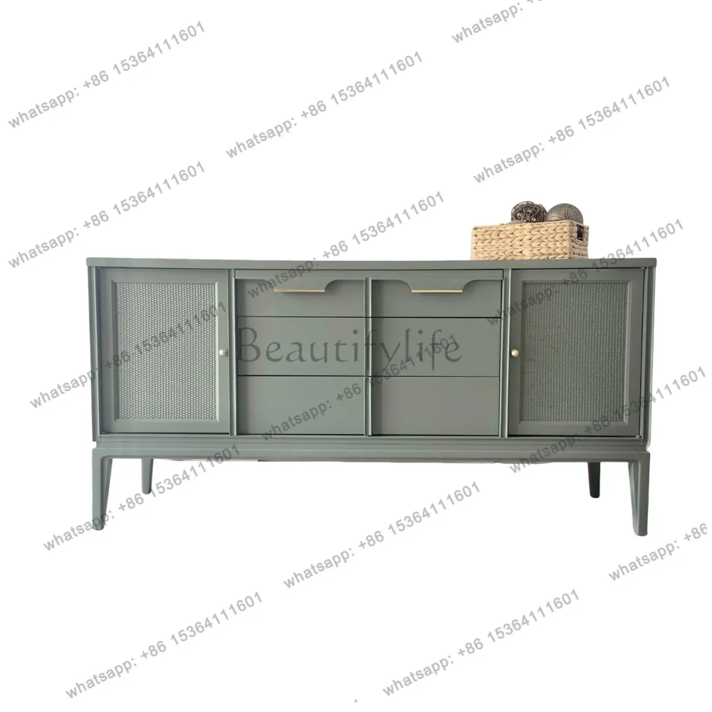 

2026 American rural solid wood dining side cabinet household living room storage cabinet