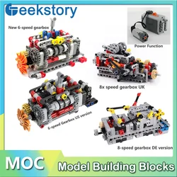 Creative 6-speed Transmission US MOC Technical Building Blocks 8x Speed Gearbox DE/UK Versions Puzzle Toys Bricks Model Parts